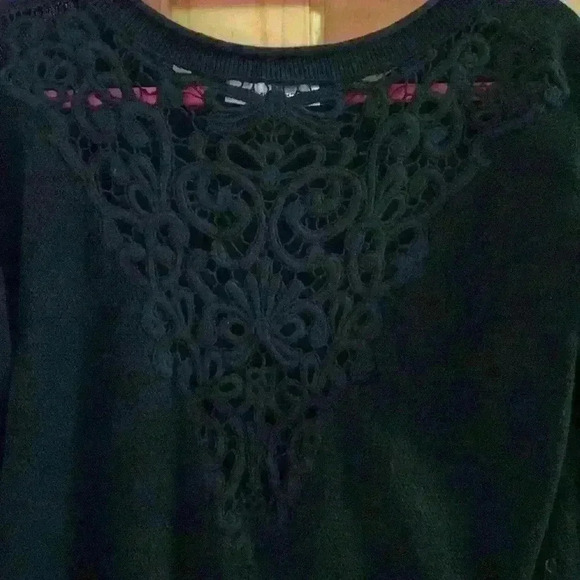 French Connection Black Black Quarter Length Sweater Open Lace Back - Picture 4 of 4